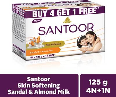 santoor Sandal &amp; Almond Milk Soap  (4 x 125 g)