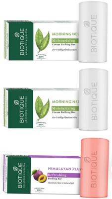 BIOTIQUE Bathing Bar 150g - Morning Nectar Qty-2 & Himalayan Plum Qty-1(3 x 150 g)