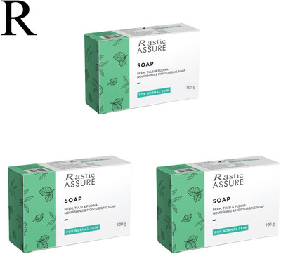 Rastic Assure Neem, Tulsi & Pudina Soap Pack of 3 Lid-18(3 x 100 g)