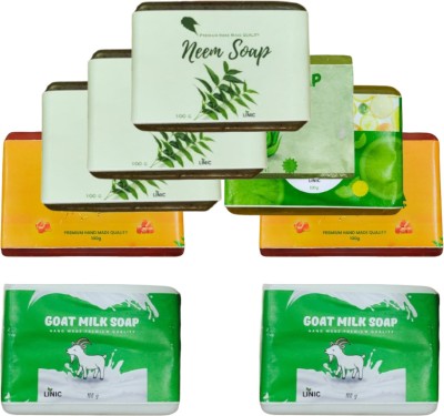 linic HERBAL NEEM SOAP(3), ALOE VERA(1), LEMON(1), PAPAYA(2), GOAT MILK SOAP(2)(9 x 100 g)