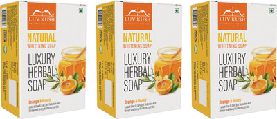 Luv Kush Natural Natural Whitening Soap | Orange & Honey | Instant Glow & Dark Spot Reduction(3 x 100 g)