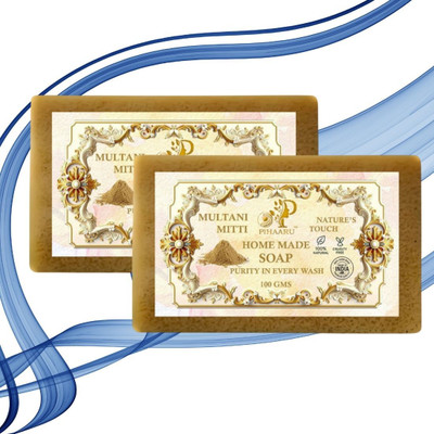 Pihaaru Pack of 2 Multani Mitti Soap – Refreshing Herbal Touch (200g)(2 x 100 g)