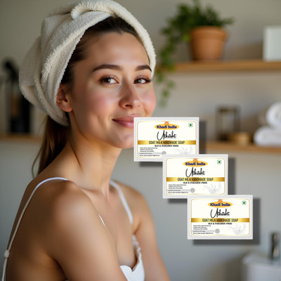 Utkrisht Creamy Texture Soap with Goat Milk Pack of 3(3 x 125 g)