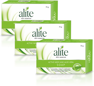 alite Ayurvedic Bath Soap with Neem & Aloe Vera Herbal & Natural(3 x 75 g)