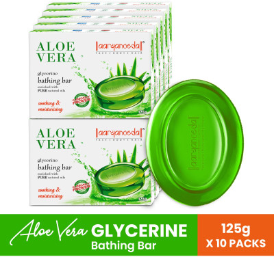 Aaryanveda Aloe Vera Bathing Bar For Soothing & Moisturizing Skin Alovera Neem Body Soap(10 x 125 g)