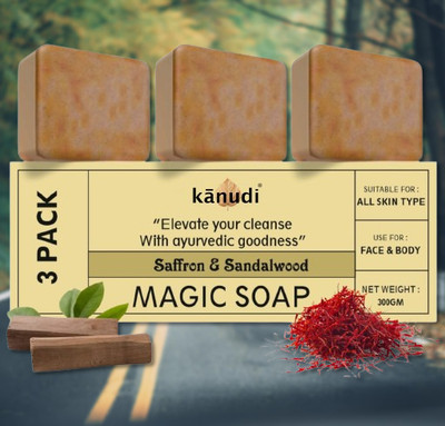 KaNuDi Magic Soap with Saffron for women & Men(3 x 100 g)