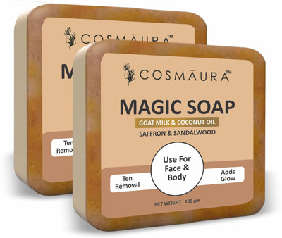 cosmaura Sandalwood & Saffron Handmade Soaps For Glowing & Brightening (pack 2)(2 x 100 g)
