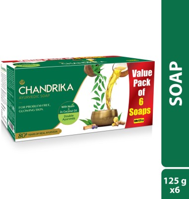 Chandrika by Wipro Ayurvedic Classic Bathing Bar Soap for Naturally Radiant Skin(6 x 125 g)