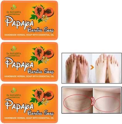 Dr. NAvadiya Papaya Skin Deep Cleansing, Dirt Clear & Tan Removal Bathing Soap(3 x 100 g)