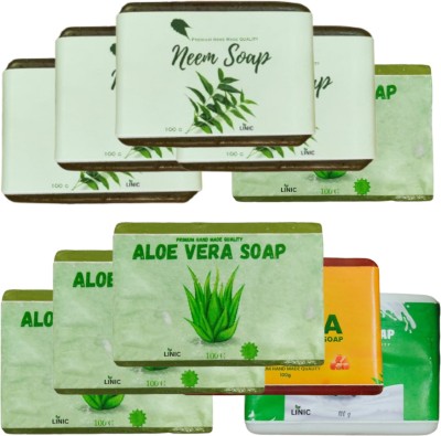 linic HERBAL NEEM SOAP(4), ALOE VERA(4), PAPAYA SOAP(1), GOAT MILK(1)(10 x 100 g)