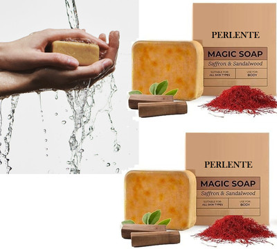 PERLENTE Handmade Soap Sandalwood & Saffron Magic Soaps Handmade(2 x 150 g)