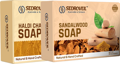 SEDROVEIL Haldi Chandan & Sandakwood Soap Combo | Natural Handcrafted Ayurvedic Soaps(2 x 95 g)