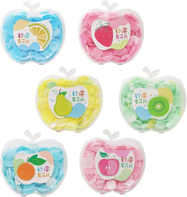 asija makeovers 6 Pcs Apple shape Paper Soap in Plastic Box For Travel(6 x 10 g)