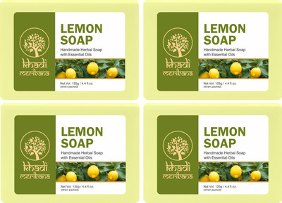 MeriBana Khadi Handmade Lemon Bath Soap(4 x 125 g)