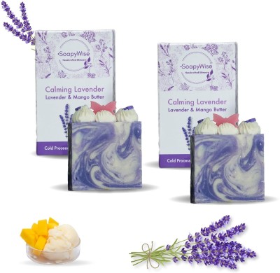 soapywise Calming Lavender Mango Butter Bathing Soap - 90gm (Pack of 2 x 90gm)(2 x 50 g)