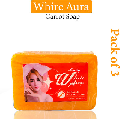 LOXITY White Aura Carrot Shop - Naturally Glowing Skin and Moisture Lock Formula Soap(3 x 100 g)
