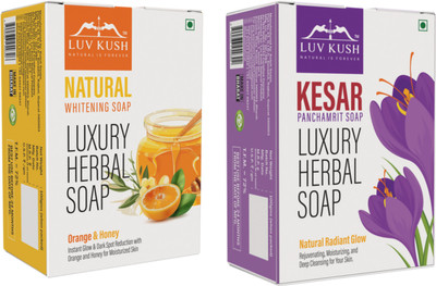 Luv Kush Natural Natural Whitening Soap Orange & Honey | Natural Radiant Glow | Pack Of 2(2 x 100 g)