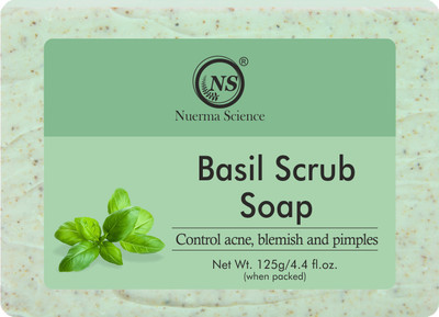 Nuerma Science Handmade Herbal Natural Basil Scrub Bath Soap made with Natural Oils(125 g)