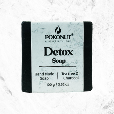 Pokonut Activated Charcoal Soap | Handmade & Natural | Deeply Cleanses & Detoxifies Soap(2 x 50 g)