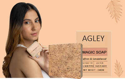 AGLEY Magic Soap Sandal Wood And Saffron for DeTan and Glowing Brightening(150 g)