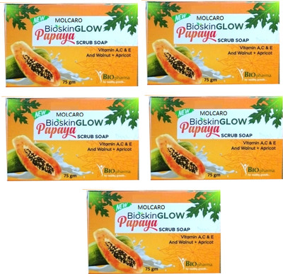 MOLCARO BIOSKIN GLOW PAPAYA SCRUB SOAP(5 x 75 g)
