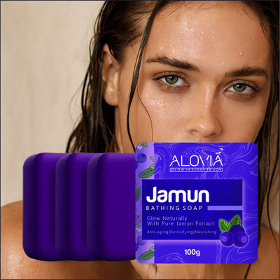 ALOVIA Premium Jamun Herbal Soap Natural Antioxidant Glow Care Pack of 3×100g(3 x 100 g)