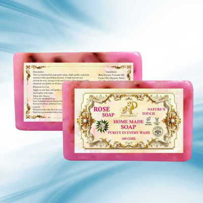 Pihaaru Pack of 2 ,Floral Rose Skin Soap – Chemical-Free & Vegan (200gm)/(2 x 100 g)