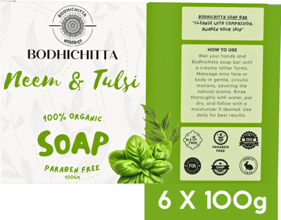 Bodhichitta Neem Tulsi Soap Bar for Nourished, Refreshed & Hydrated Skin(6 x 100 g)