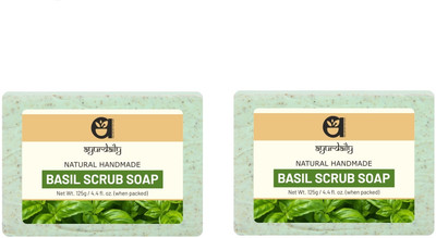 Ayurdaily PREMIUM HANDMADE BASIL SCRUB NOURISHING BODY SOAP(2 x 125 g)