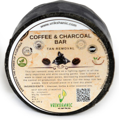 Vrikshanic Charcoal & Coffee Soap For Deep Cleaning & Exfoliating For Woman & Man(100 g)