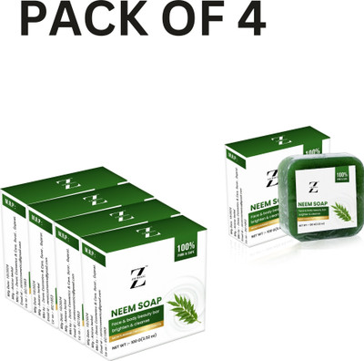 ZEROIC Neem Soap (100g, Pack of 4) Control & Acne Defense Sulfate & Paraben-Free(4 x 100 g)