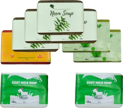 linic HERBAL NEEM SOAP(4), ALOE VERA(2),PAPAYA(1), GOAT MILK SOAP(2)(9 x 100 g)