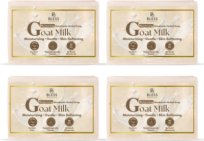 Bless Organics Goat Milk Soap for Soft & Nourished Skin | Paraben & Sulfate Free 4*100g(4 x 100 g)