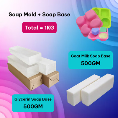 fresheasily Premium Soap Making Kit Glycerin & Goat Milk Base (500g Each) with 1kg Soap Mold(1000 g)