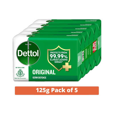 Dettol Original Bathing Soap for Men & Women, for Face, Body & Hands, Combo for Summer(5 x 125 g)