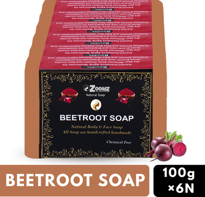 ZOOMZ Beetroot Soap Combo of 6 – Natural Handmade Body & Face Soap(6 x 100 g)