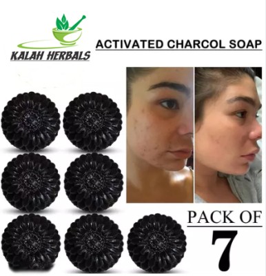 Kalah Herbals ACTIVATED CHARCOAL Natural Hand Made Soap Pack of 7 (7 x 100 g)(700 g)