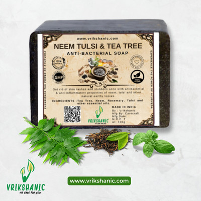 Vrikshanic Acne Pimple Soap | Anti Fungal Soap | Neem Tulsi and Tea Tree Soap(100 g)