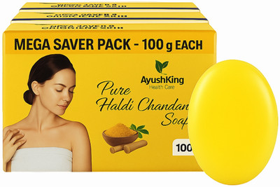 Ayushking health care Ayushking Natural Haldi & Chandan Soap – Ayurvedic Turmeric & Sandalwood Soap(4 x 100 g)
