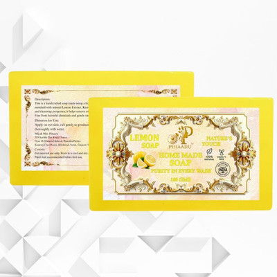 Pihaaru Pack of 2 ,Lemon Zest Soap – Pure Herbal Skin Care Bar (200g)/(2 x 100 g)