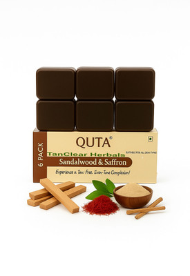 QUTA 6 Magic Soap Saffron And Sandal-Wood for DeTan and Glowing Brightening Skin(6 x 100 g)
