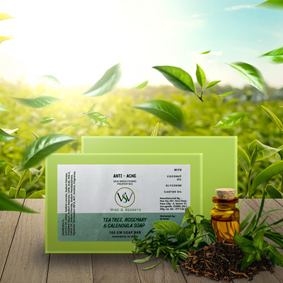 WISE & SECRETS Tea tree Whiteni Facial Bar Soap Enriched with Rosemary calendula Soap(100 g)