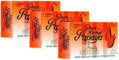 Pure Herbal Papaya Original Fruity Skin Whitener Formula 4 in 1 Soap(3 x 134.33 g)