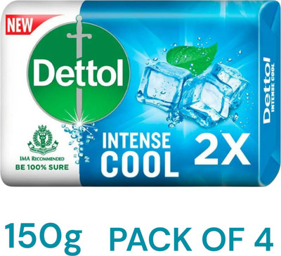Dettol Icy Cool Bathing Soap Bar With 3x intense cooling 150g pack of 4(4 x 150 g)
