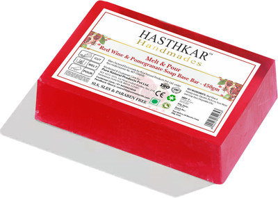 HASTHKAR Handmades Glycerine Red Wine Pomegranate SLS Paraben free Soap Base(450 g)