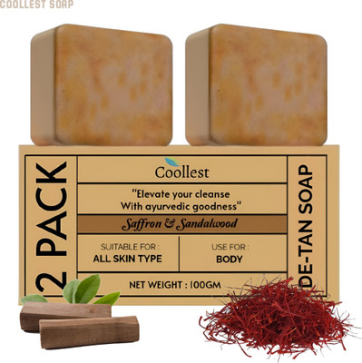 coollest DETAN Soap Sandal Wood And SaffronSoap For GlowingSkin(2 x 100 g)
