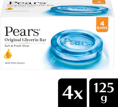 Pears Original Glycerin Soap Bar - Soft & Fresh Glow(4 x 125 g)
