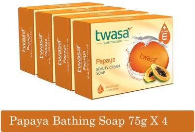 Twasa Papaya Soap for Glowing Skin | Skin Whitening Bath Soap For All Skin Type(4 x 75 g)