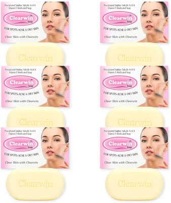 ZEE DRUGS Clearwin Anti-Acne Pimples & Oil Control Soap – Pack of 6 (75g Each)(6 x 75 g)