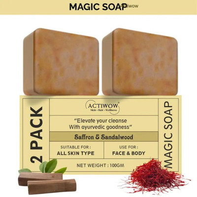 ACTIWOW Magic Soap Glow Infusion Bar with Fruit and Vitamin Boost 2Pcs(2 x 100 g)